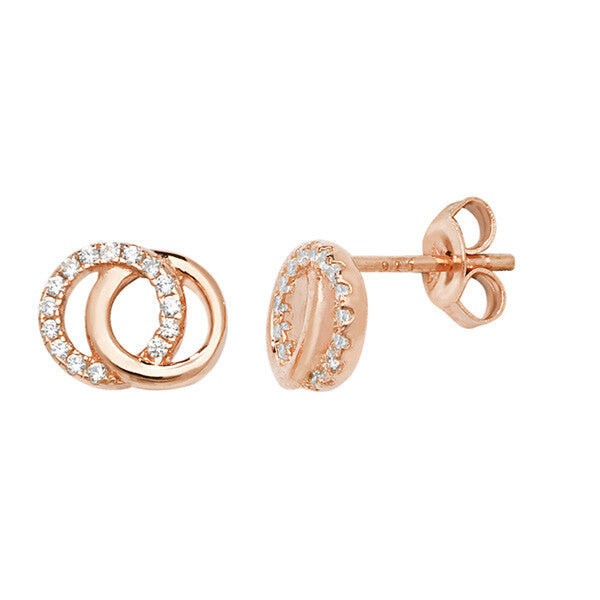 Rose Gold Gemstone Earrings Circle Sterling Silver 925 Hallmark Brand New Boxed