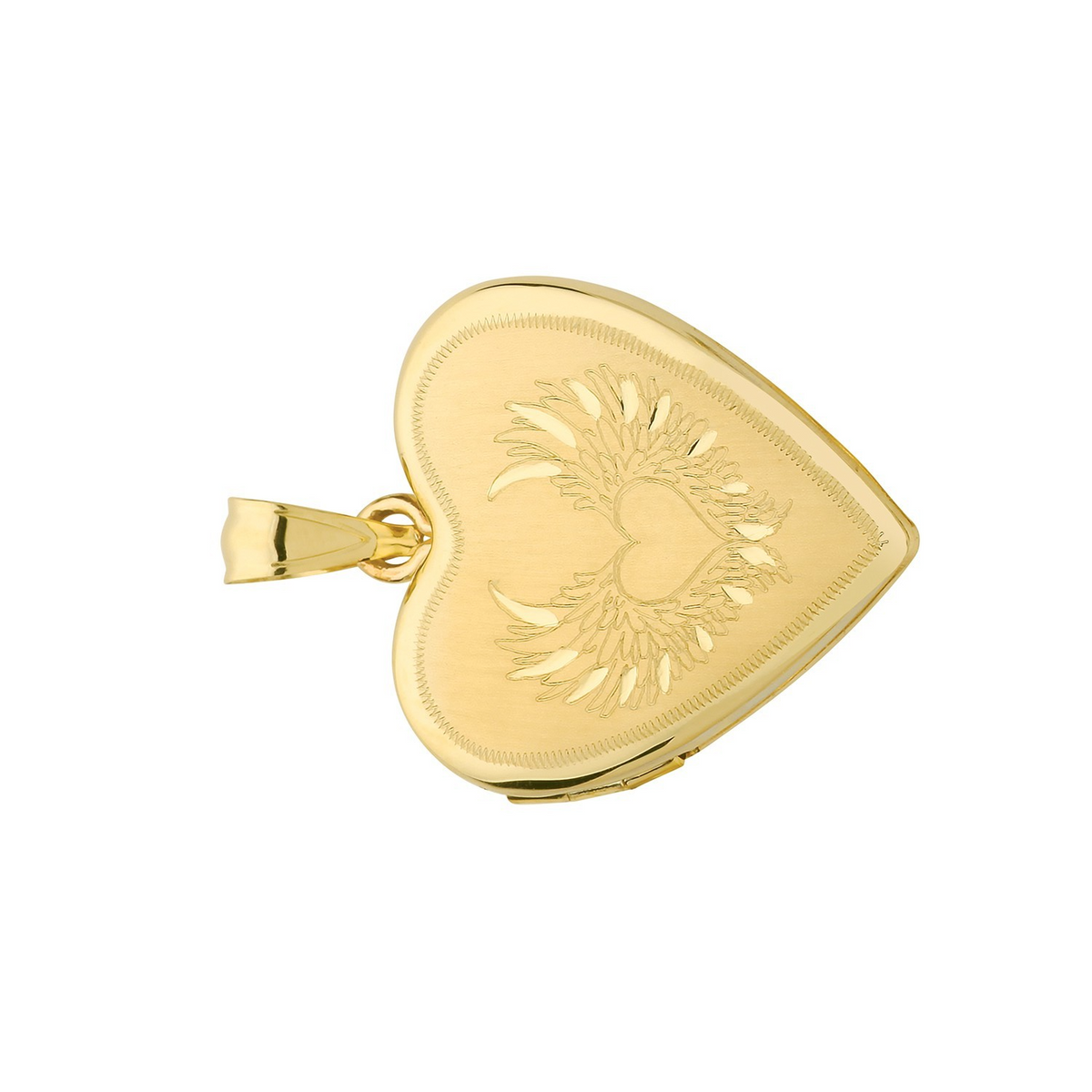 Wing Heart 9ct Yellow Gold Locket 375 Hallmarked All Chain Lengths