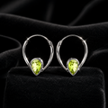 Teardrop Peridot Hoop Earrings Sterling Silver 925 Hallmarked Brand New Boxed