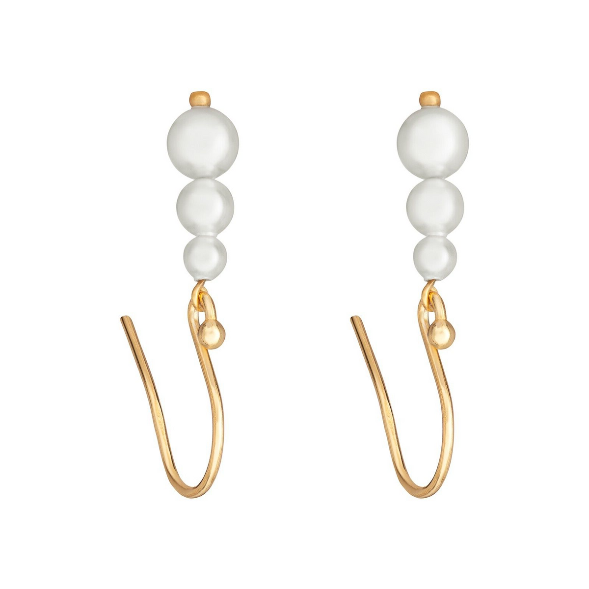 Trio Freshwater Pearl Drop Earrings 9ct Yellow Gold Plated Hallmarked Brand New