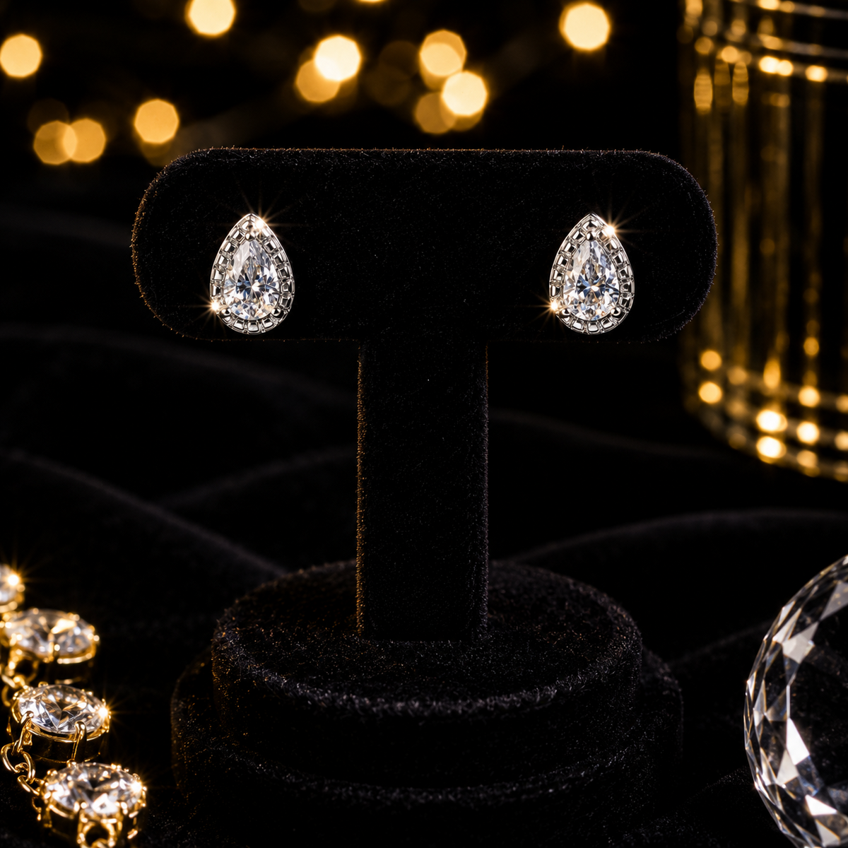 Zircon Teardrop Stud Earrings Sterling Silver 925 Hallmarked Brand New Boxed