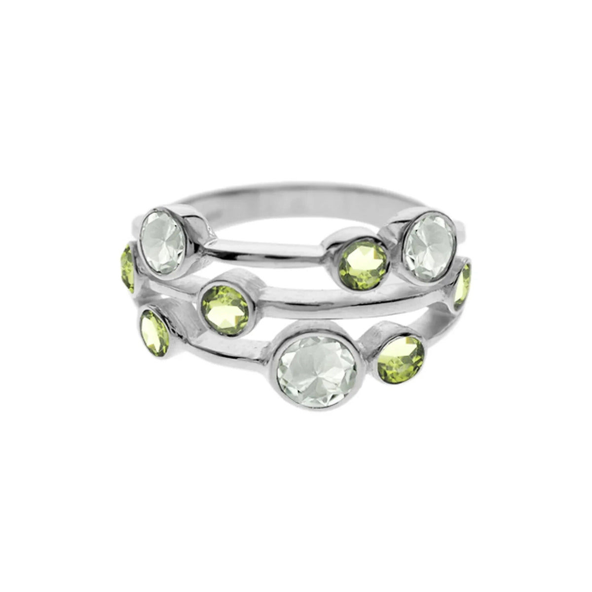 Natural 9 Peridot Ring Sterling Silver 925 Hallmarked British Made Size K - T