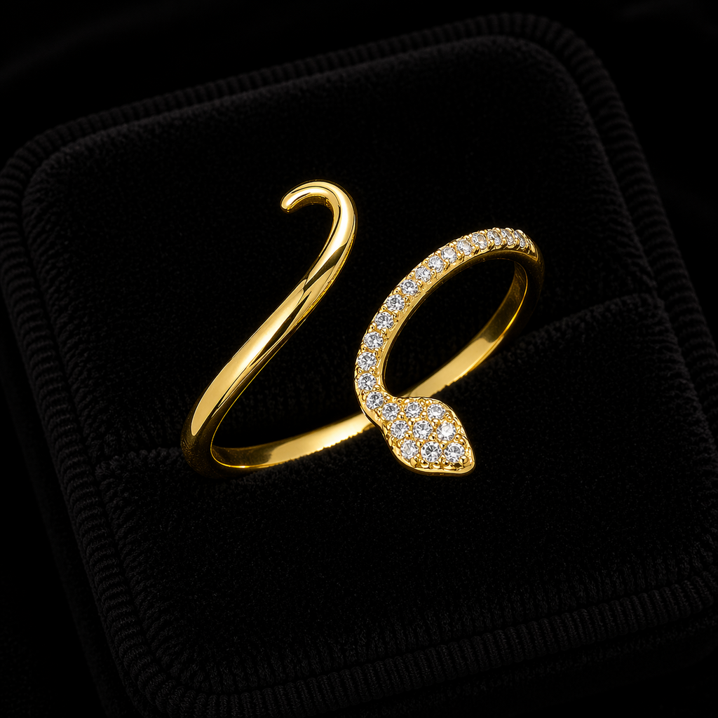 Gemstone Snake Ring 9ct Yellow Gold Hallmarked Sizes J - R British Made