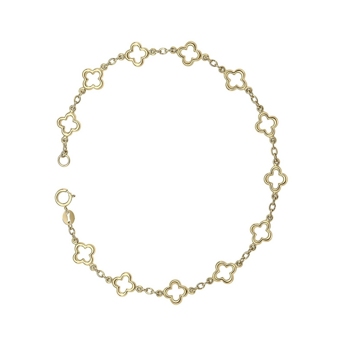 9ct Yellow Gold Quatrefoil Tennis Bracelet 375 Hallmarked British Made