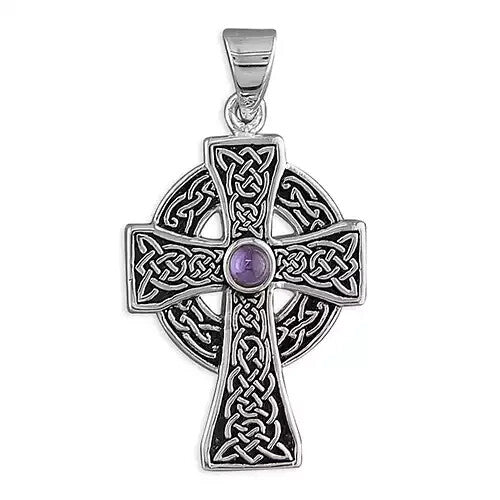Amethyst Cross Sterling Silver 925 Hallmarked British Made All Chain Lengths