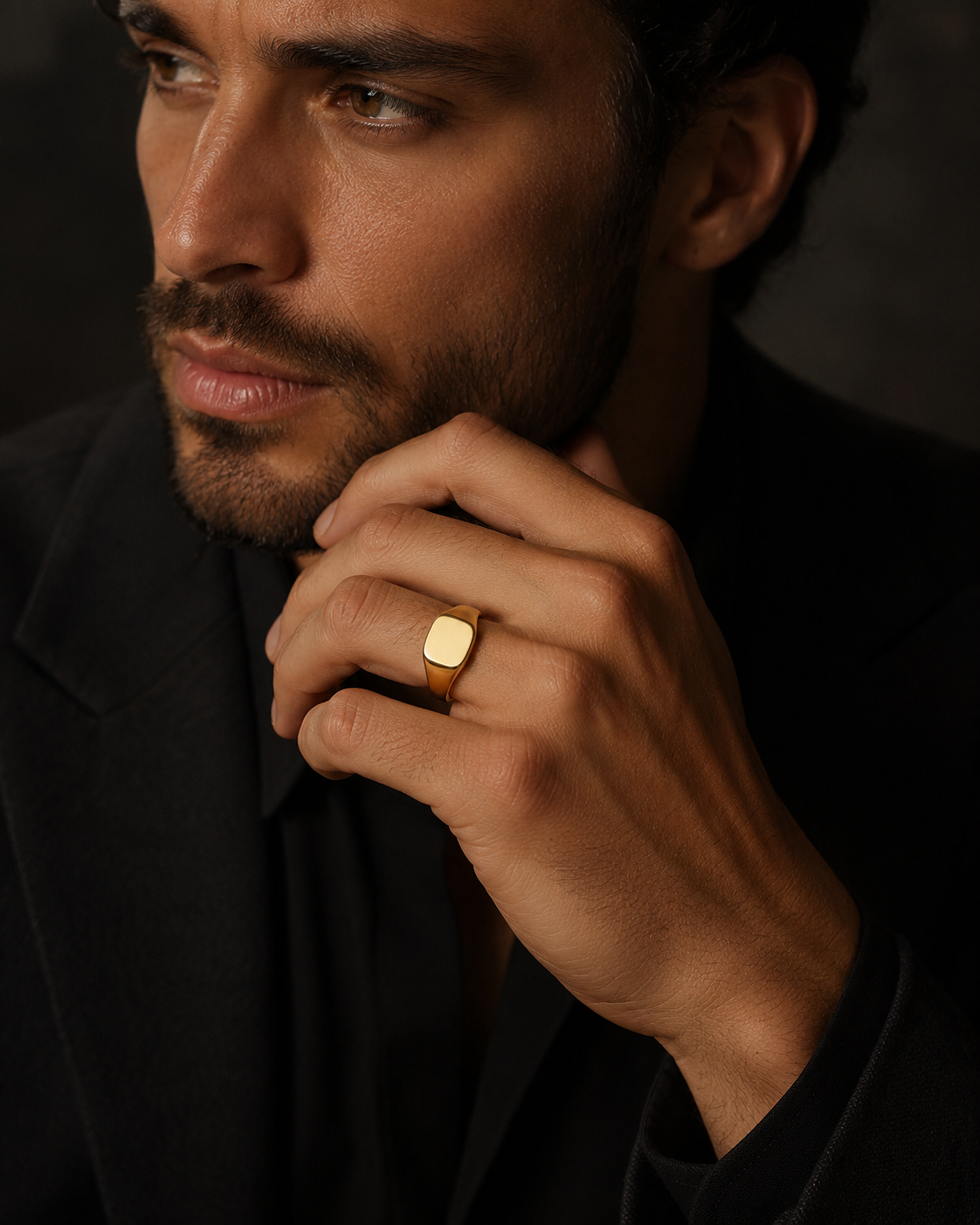 Cushion Signet Ring 24ct Yellow Gold Plated Hallmarked Size N - Z British Made