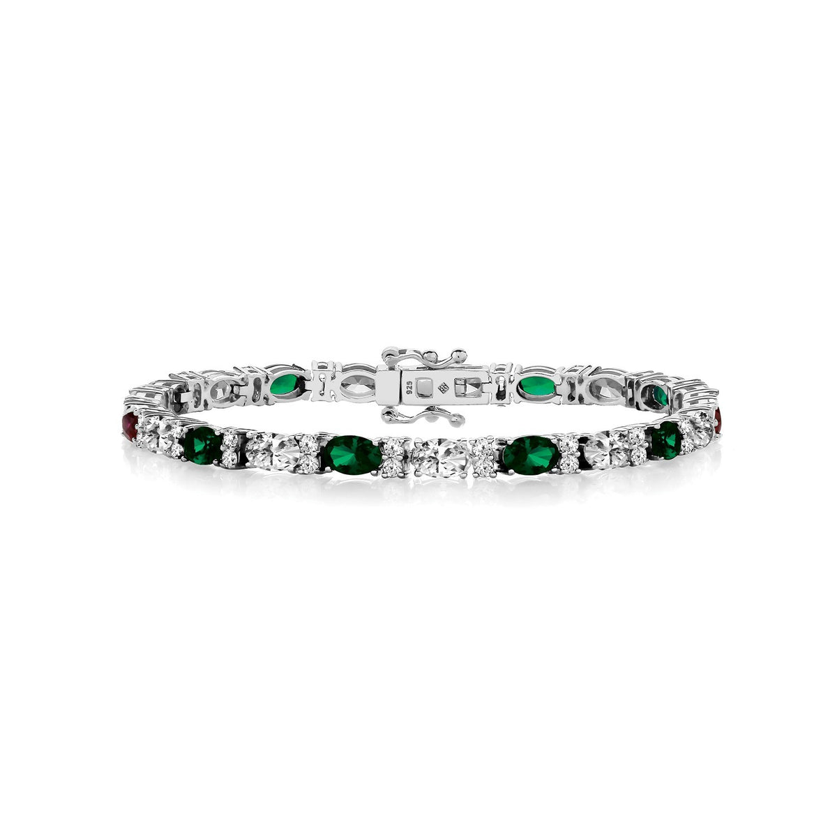 Natural Oval Emerald Tennis Bracelet Sterling Silver 925 Hallmarked Brand New