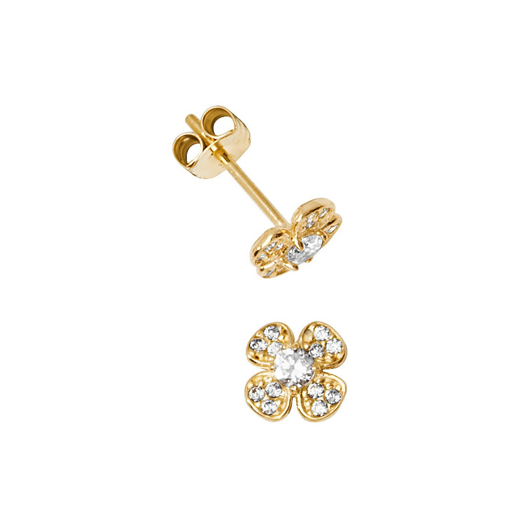 13 Stone Cluster Stud Earrings 9ct Yellow Gold 375 Hallmarked Brand New Boxed