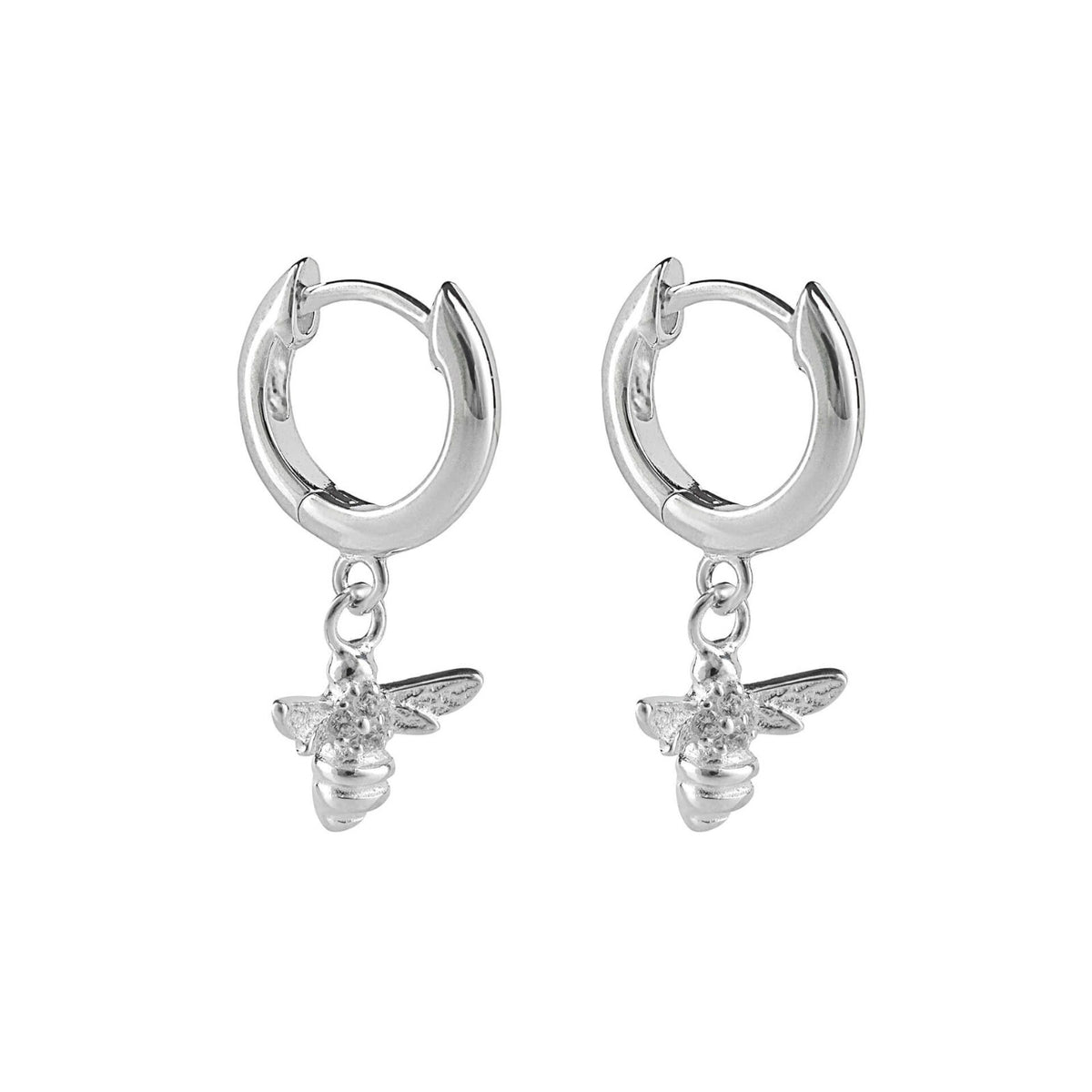 Bee Drop Hoop Earrings Sterling Silver 925 Hallmarked Brand New Boxed