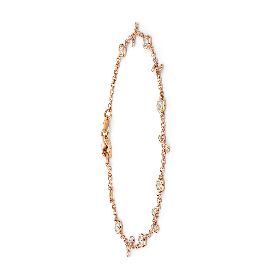 Flush 16 Natural Diamond 18ct Rose Gold Bracelet 375 Hallmarked British Made