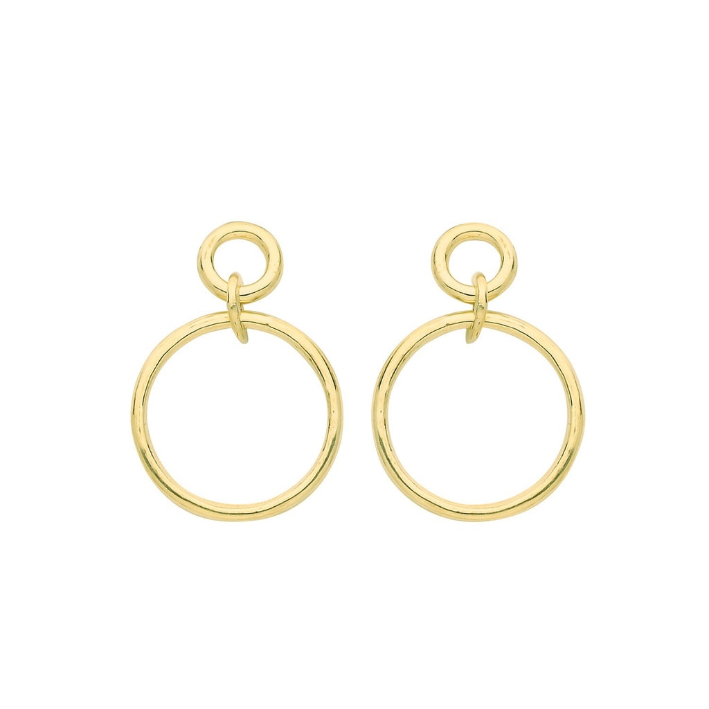 Double Circle Drop Earrings 9ct Yellow Gold 375 Hallmarked Brand New Boxed