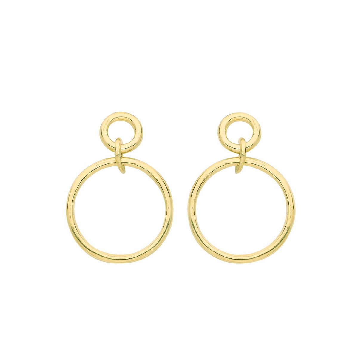 Double Circle Drop Earrings 9ct Yellow Gold 375 Hallmarked Brand New Boxed