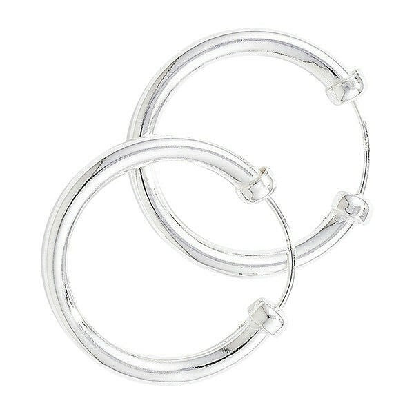 Sterling Silver Hoop Earrings 23mm Hoop With Cap 925 Hallmarked British Made