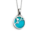 Turquoise Flower Pattern Pendant Sterling Silver 925 Hallmark All Chain Lengths