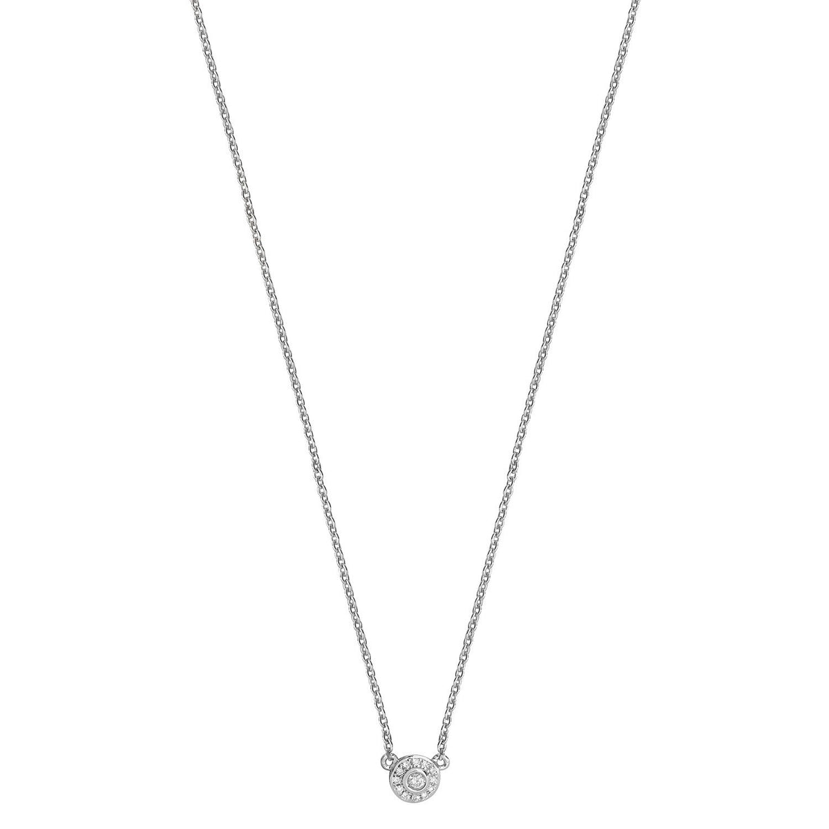 13 Halo Natural Diamond Necklace 18ct White Gold Hallmarked British Made