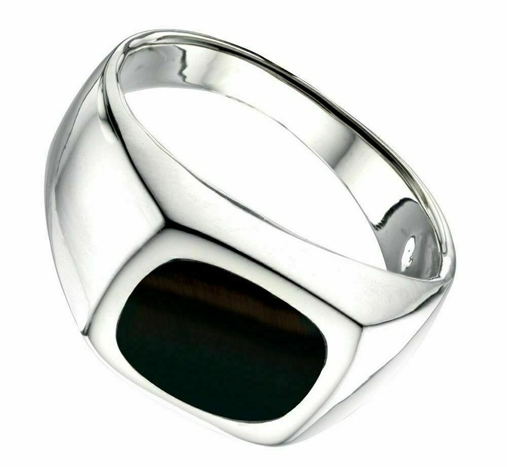 Sterling Silver Gents Ring Onyx Signet Design Hallmarked Size N - Z British Made