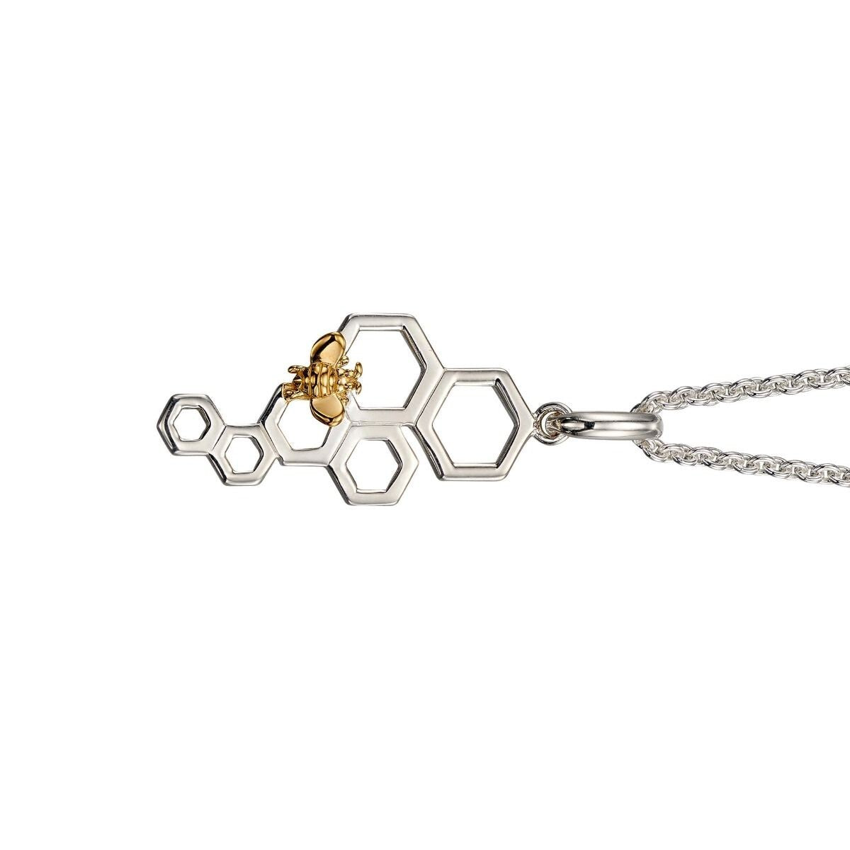 Honeycomb Bee Pendant 9ct Yellow Gold Plated Hallmarked All Chain Lengths