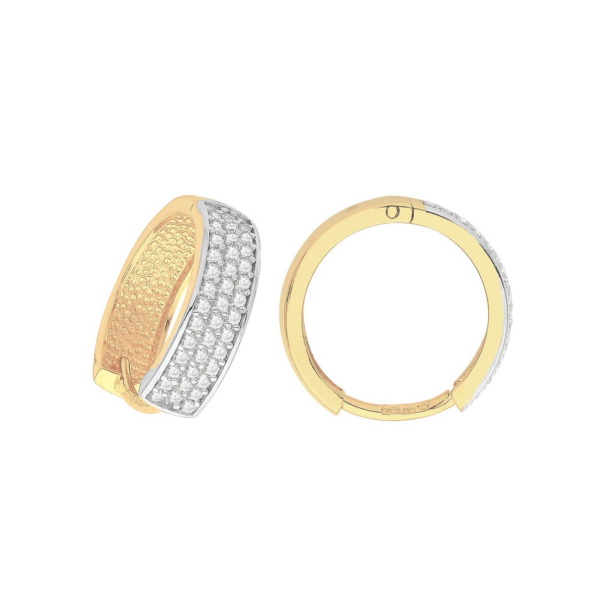 Mens 30 Stone Huggie Hoop Earring 9ct Yellow Gold 375 Hallmarked Brand New Boxed