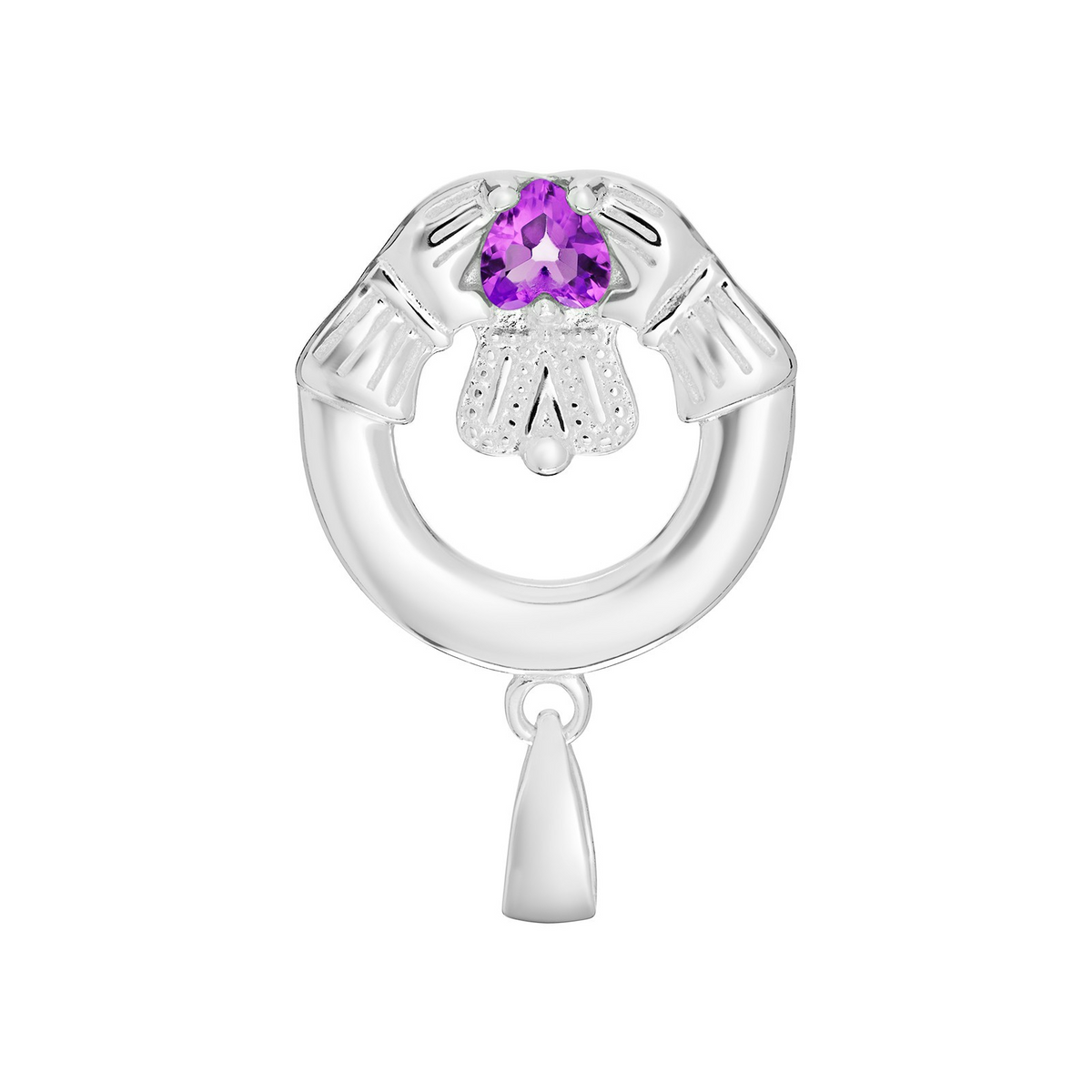 Amethyst Claddagh Pendant Sterling Silver 925 Hallmarked All Chain Lengths