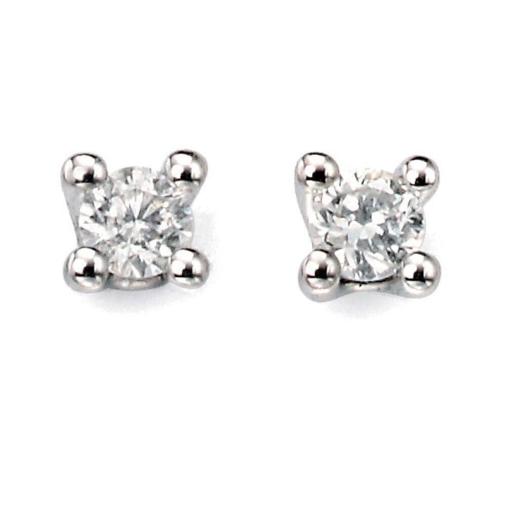 Solitaire Stud Diamond Earrings 9ct White Gold 375 Hallmarked British Made