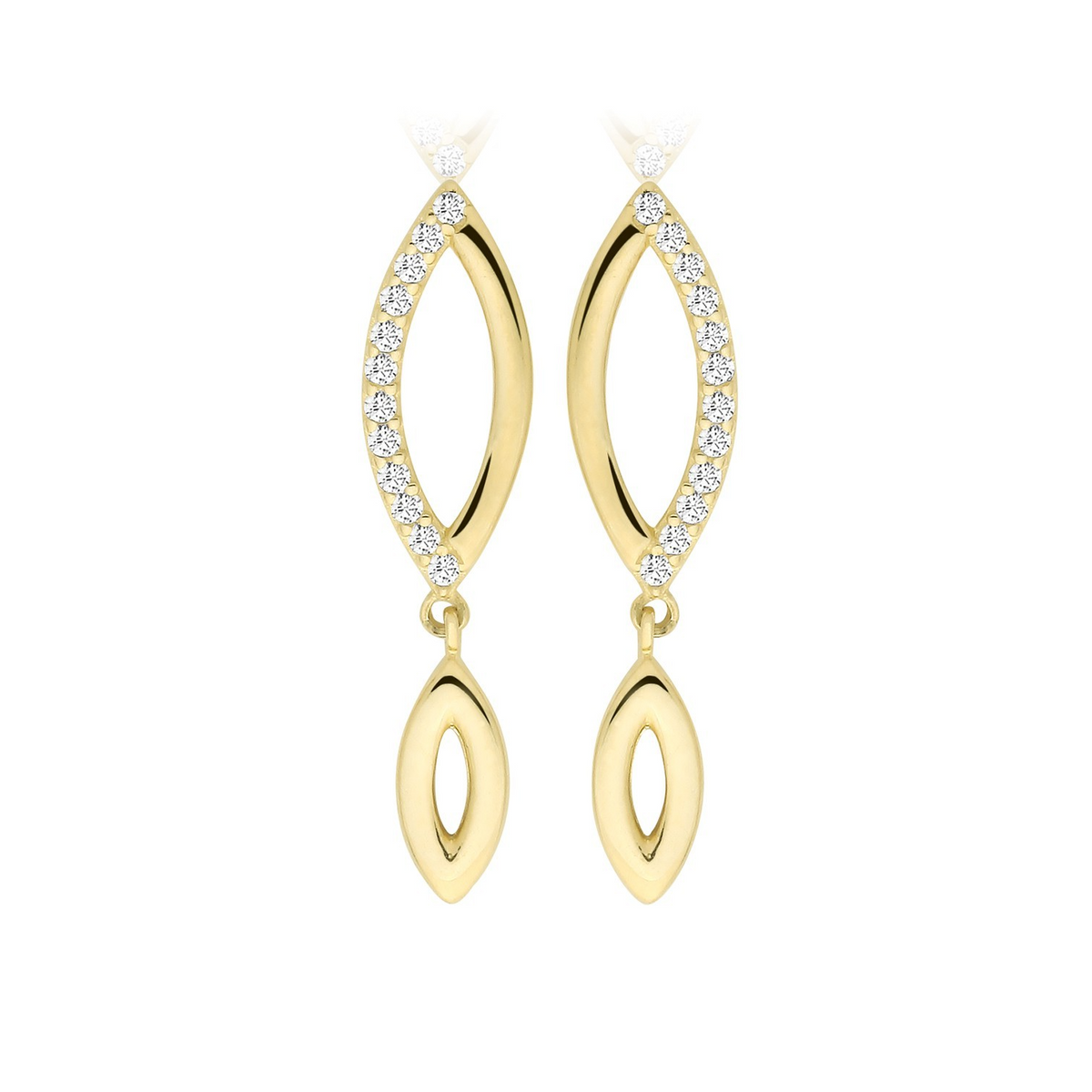 12 Stone Marquise Drop Earrings 9ct Yellow Gold 375 Hallmarked Brand New Boxed