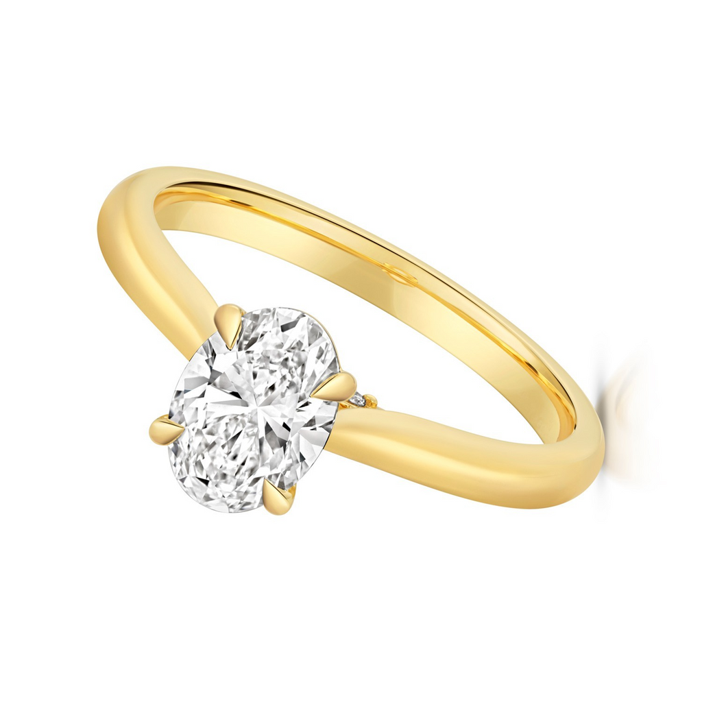 Oval Lab-Grown Diamond Engagement Ring 18ct Yellow Gold Hallmarked Sizes J - Q