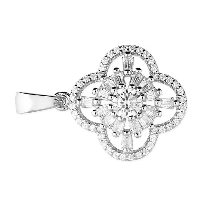 Floral Cluster Zircon Pendant Sterling Silver 925 Hallmarked All Chain Lengths