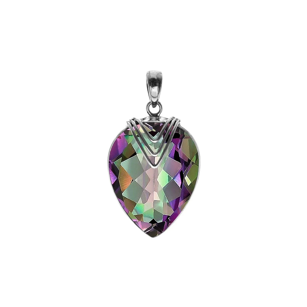 Chevron Topaz Teardrop Pendant Sterling Silver Hallmarked All Chain Lengths