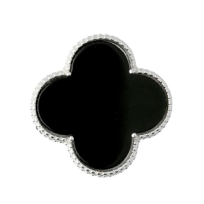 Onyx Quatrefoil Pendant Sterling Silver 925 Hallmarked All Chain Lengths
