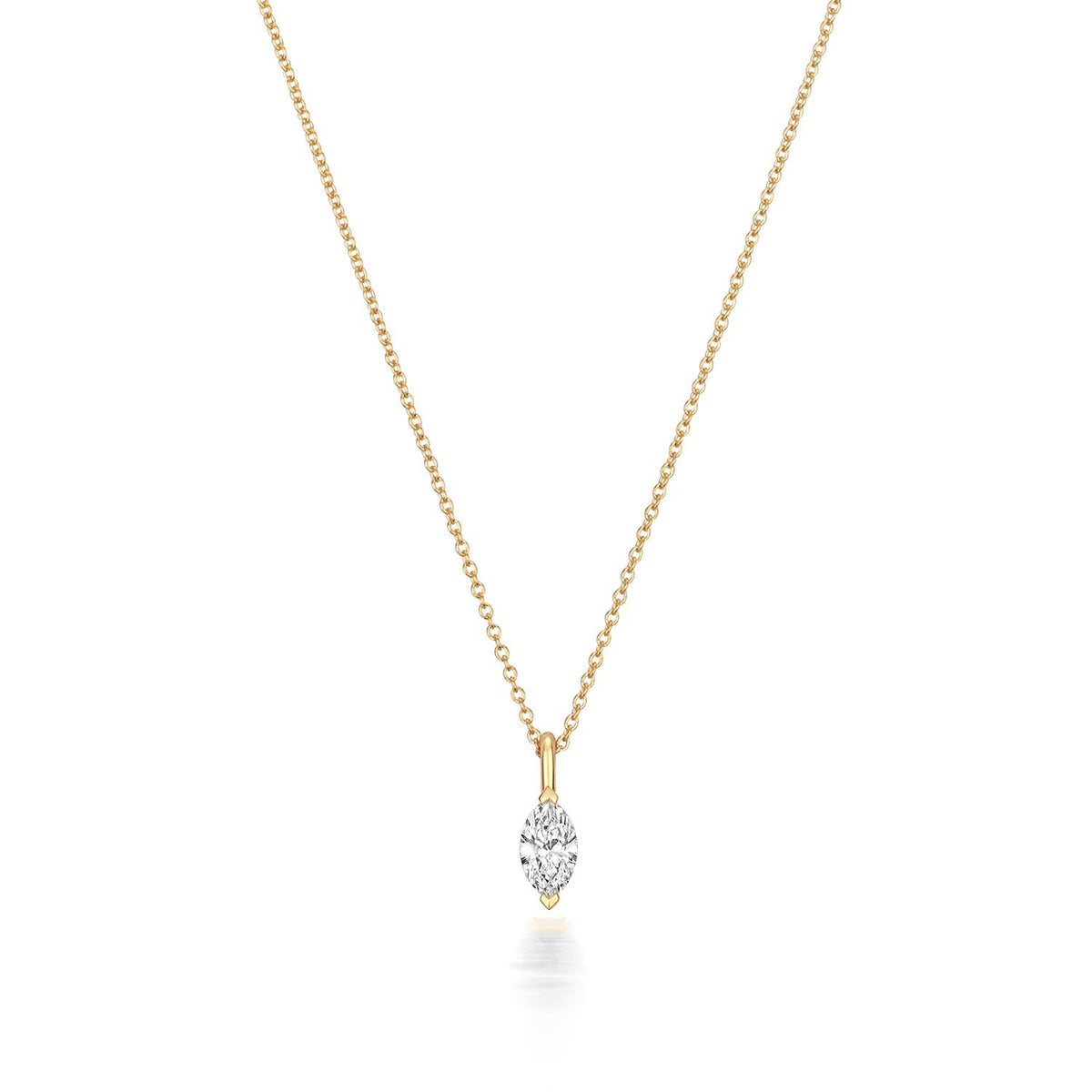 1 Natural Diamond Marquise Cut Necklace 18ct Yellow Gold Hallmarked British Made