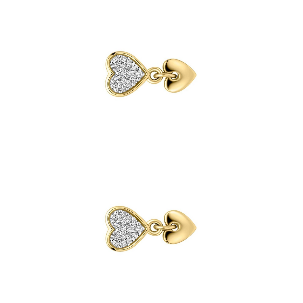 Diamond Heart Pendant & Earrings Set 9ct Yellow Gold 375 Hallmarked British Made