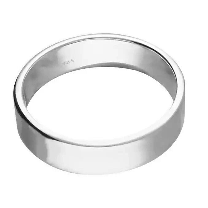 Mens 6mm Heavy Flat Band Ring 925 Hallmarked British Made Sizes J - Z