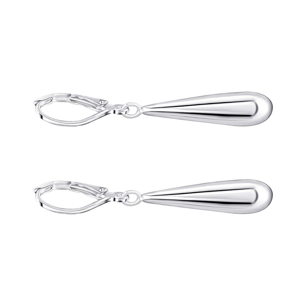 Elongated Teardrop Earrings Sterling Silver 925 Hallmark British Made Brand New