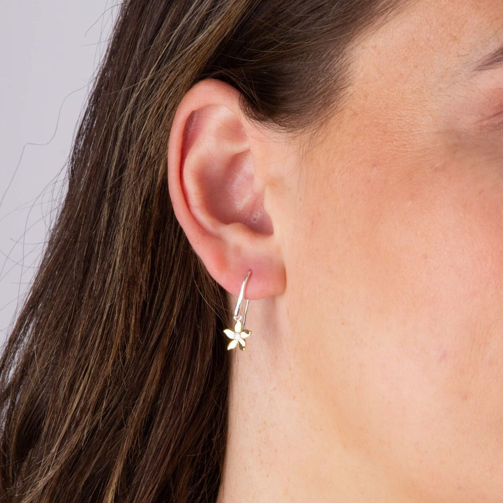 Flowing Petal Drop Earrings Yellow Gold Plated Hallmarked Brand New Boxed
