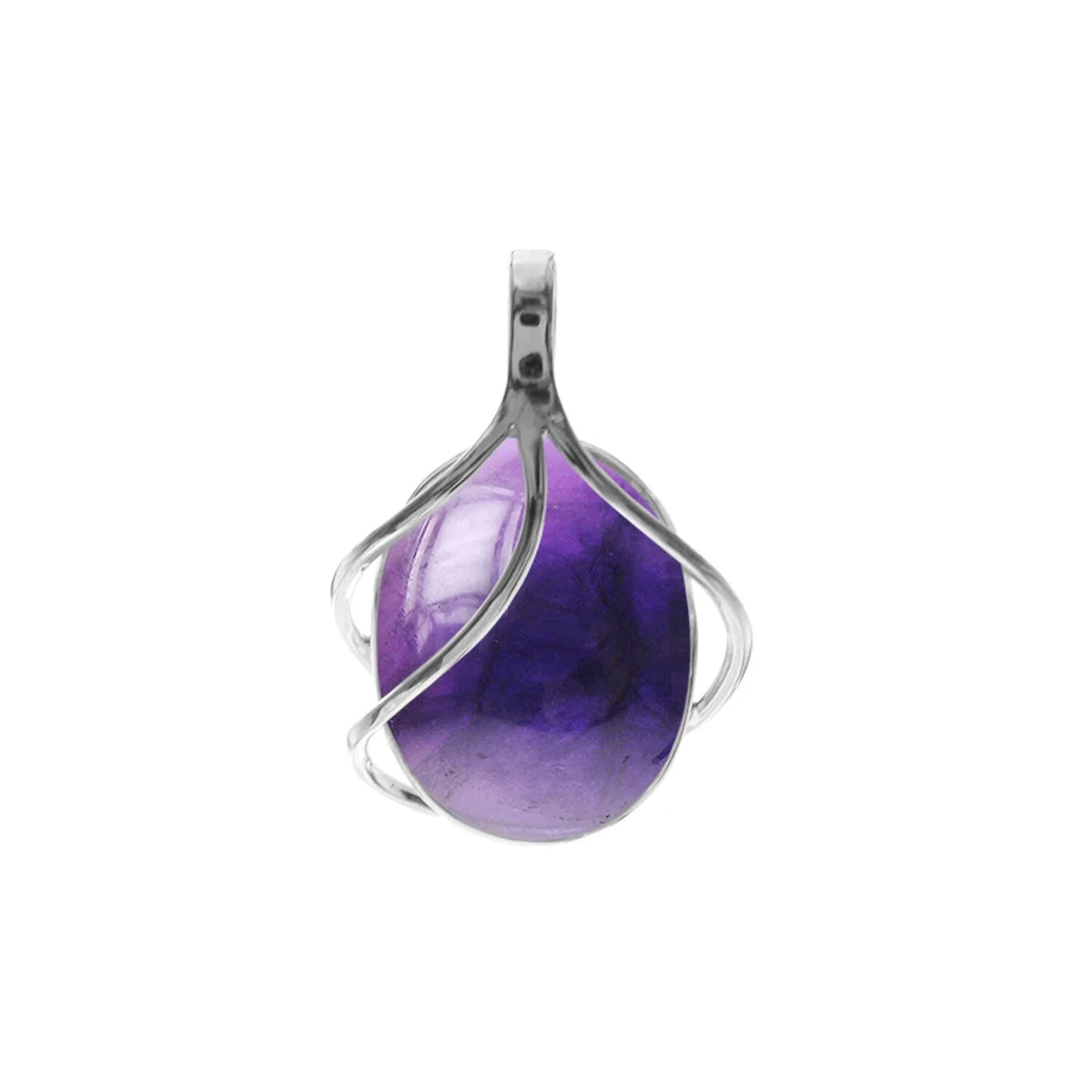Oval Amethyst Overlay Pendant Sterling Silver 925 Hallmarked All Chain Lengths