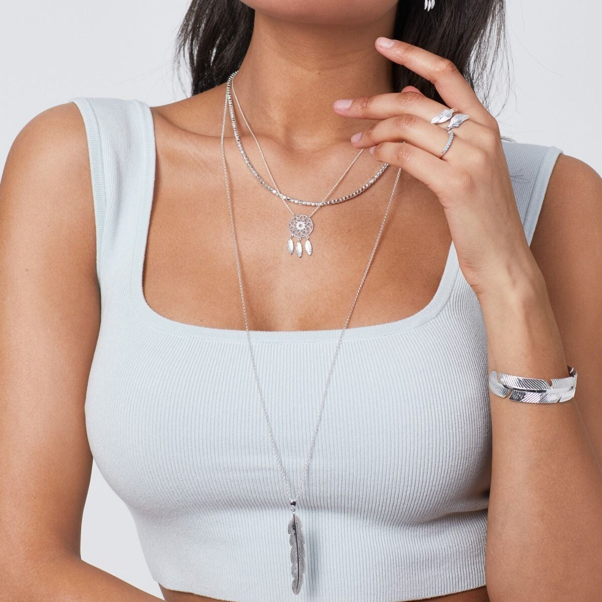 Dream Catcher Feather Necklace 925 Sterling Silver Hallmarked British Made