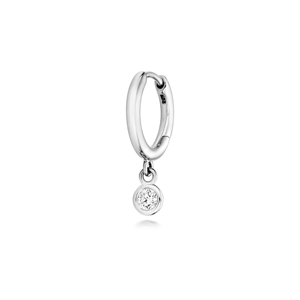 1 Lab-Grown Diamond Drop Hoop Earrings 18ct White Gold Hallmarked British Made