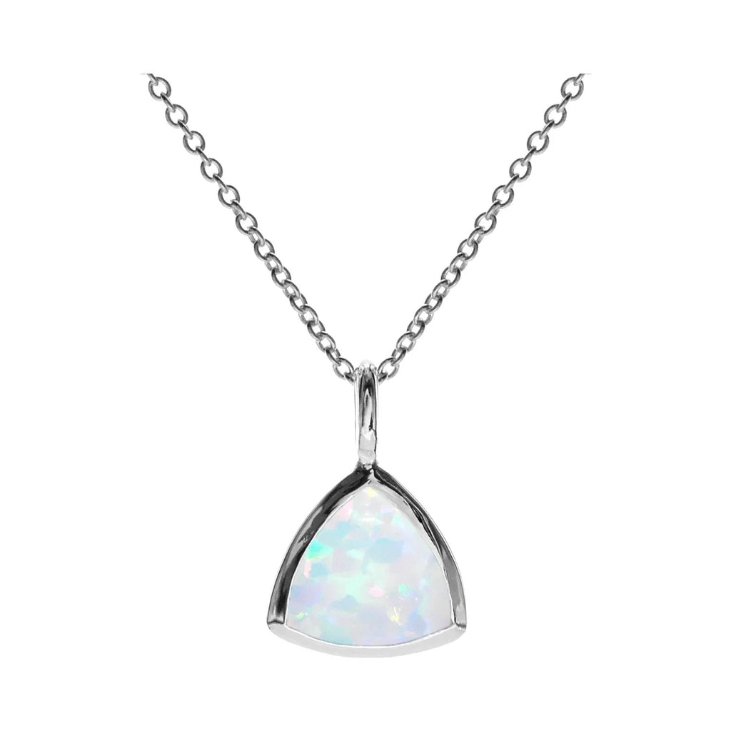 Trillion Cut Opal Necklace Solid Sterling Silver 925 Hallmarked British Made