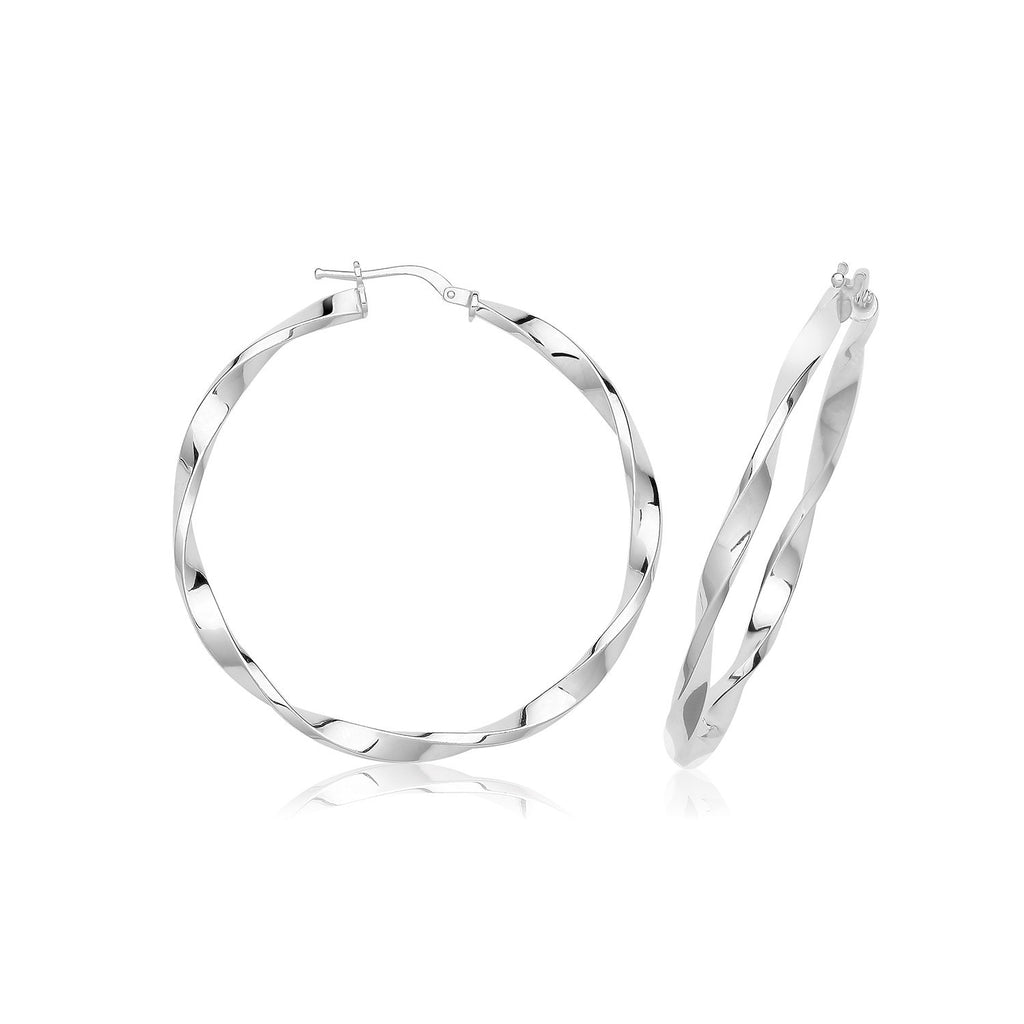Classic Twist Sterling Silver Hoops 925 Hallmarked 20mm - 50mm Diameter