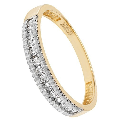 Channel Set Band Ring 9ct 2 Tone Gold 375 Hallmarked Sizes J - S British Made
