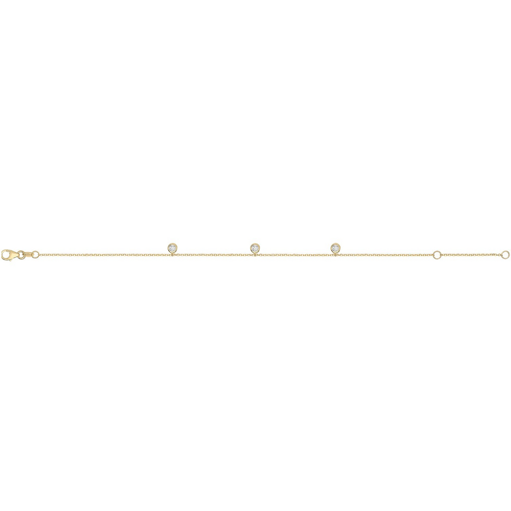 Ladies Bezel Station Bracelet 9ct Yellow Gold 375 Hallmarked British Made