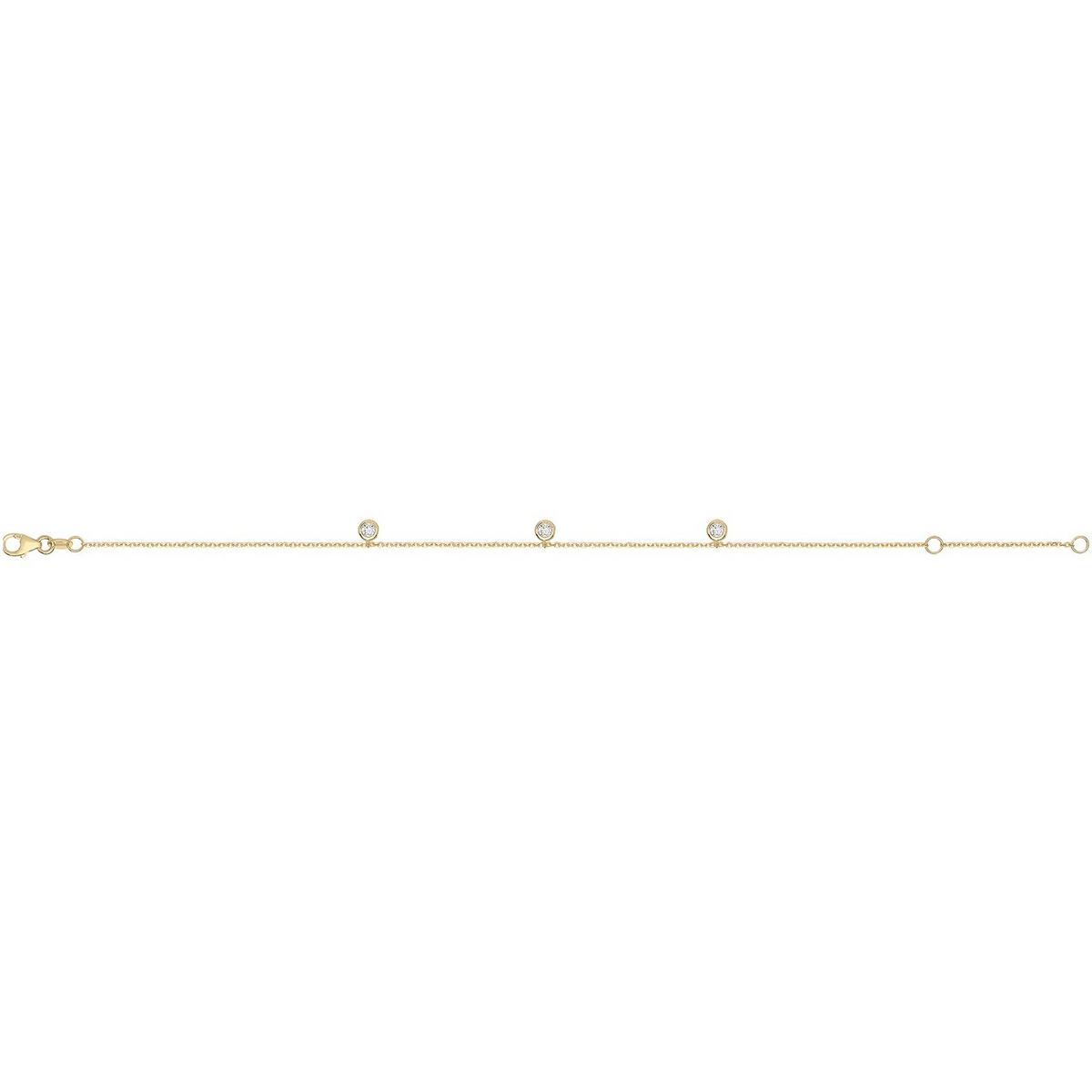 Ladies Bezel Station Bracelet 9ct Yellow Gold 375 Hallmarked British Made
