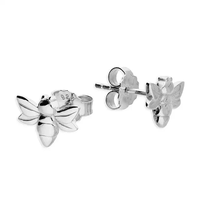 Small Bumble Bee Stud Earrings Sterling Silver 925 Hallmarked British Made