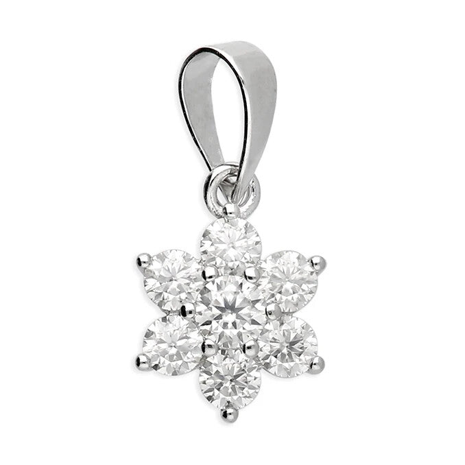 Moissanite Flower Pendant Sterling Silver 925 Hallmarked All Chain Lengths