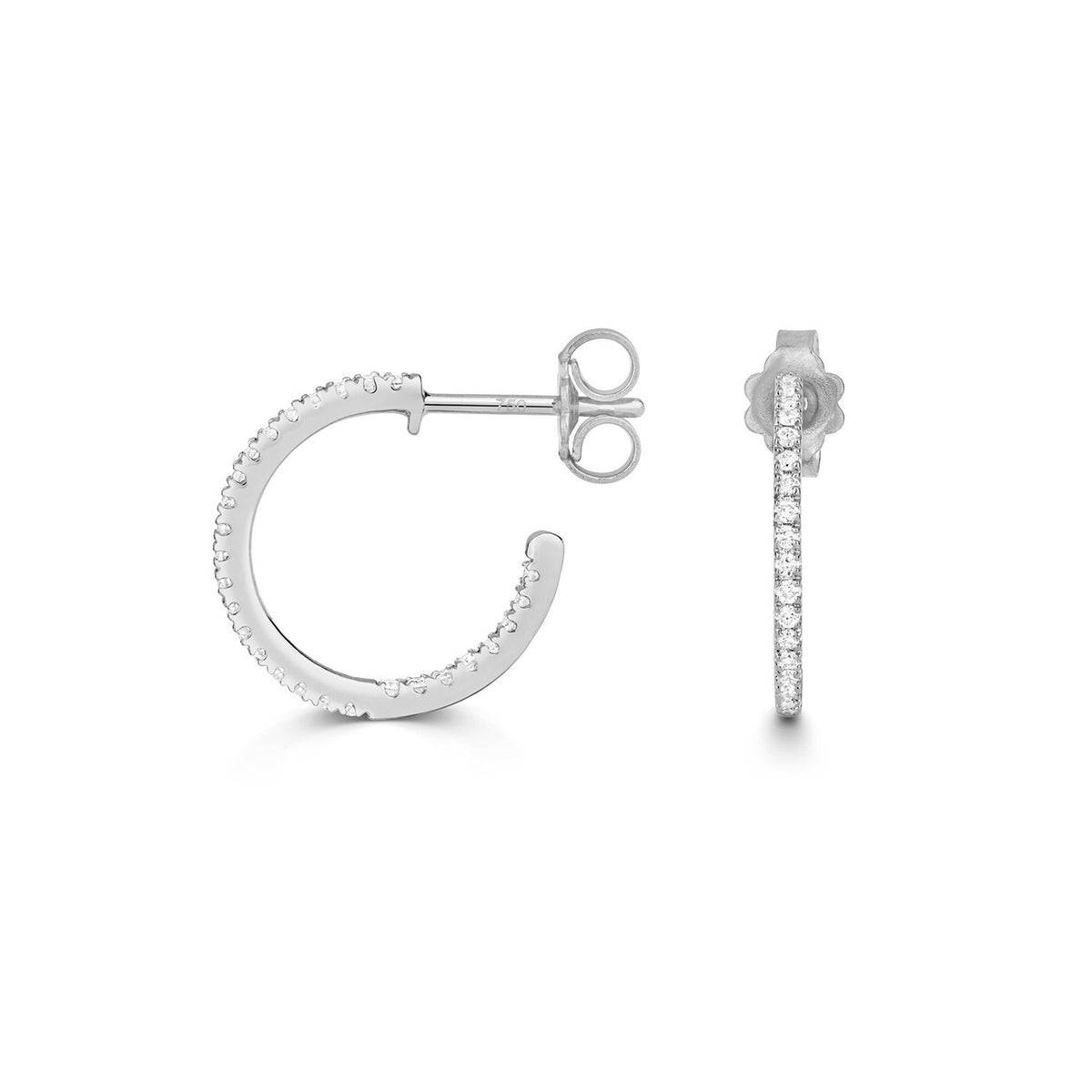 12mm Natural Diamond Hoop Earrings 18ct White Gold Hallmarked British Made