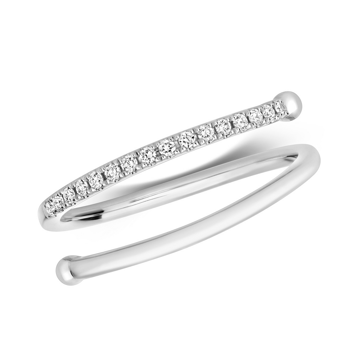 16 Natural Diamond Sprial Wrap Ring 18ct White Gold Hallmarked Sizes J - Q