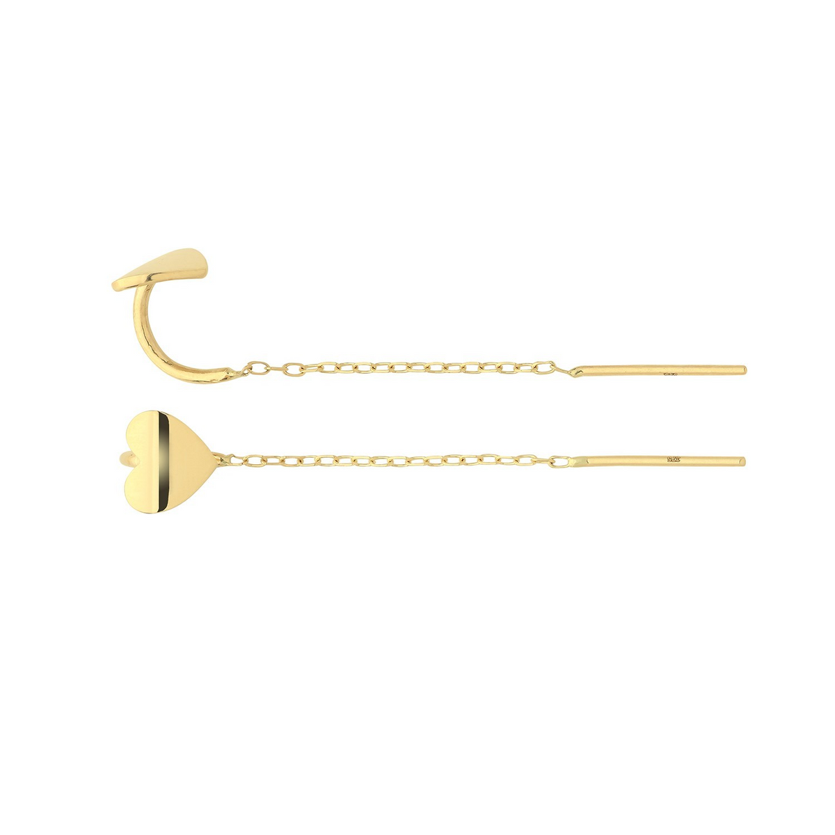 Heart Chain Drop Earrings 9ct Yellow Gold 375 Hallmarked Brand New Boxed