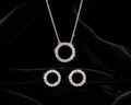 Disc Pendant and Earrings Set Solid Sterling Gemstone Silver 18" Chain Hallmark