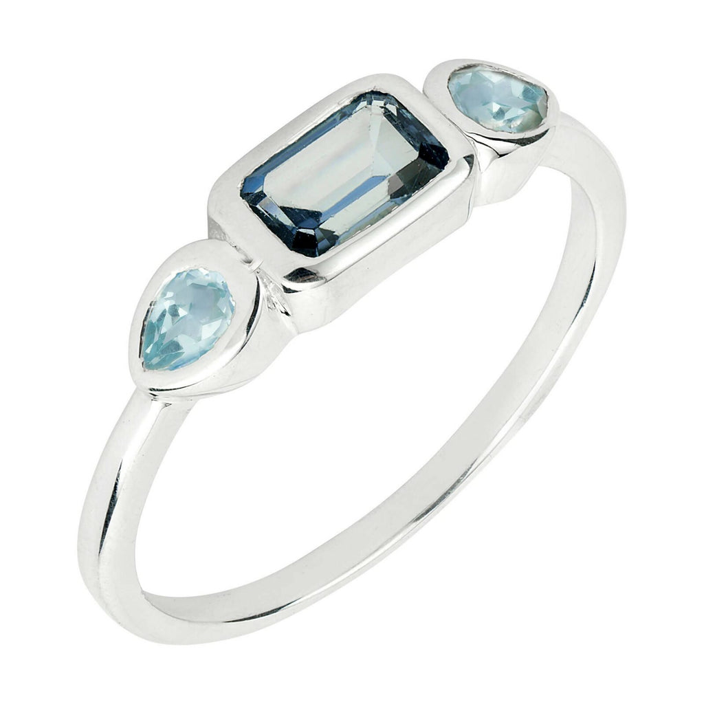 Sky Blue Topaz Ring 925 Hallmarked British Made Size K- S British Made