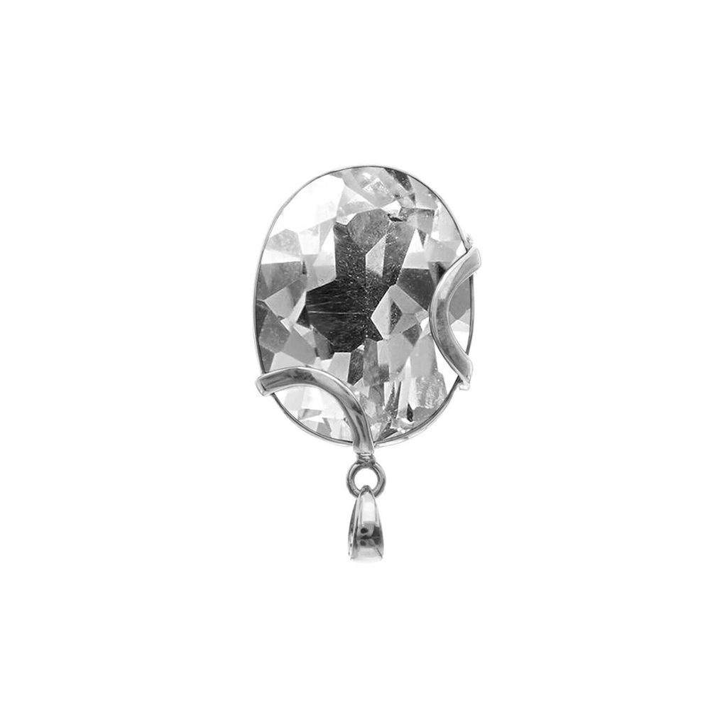 Elongated Oval Quartz Pendant Sterling Silver 925 Hallmarked All Chain Lengths